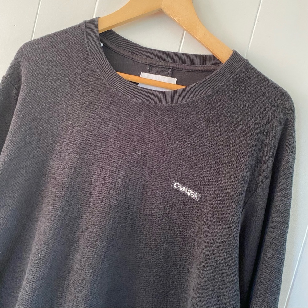 Ovadia & Sons Black Sweatshirt Logo Patch Terry Crewneck Sweater New York - Picture 2 of 14